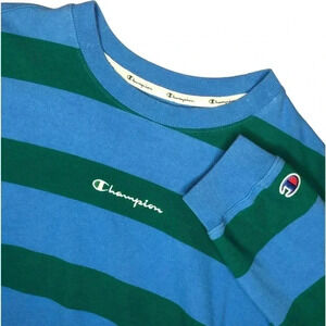 Champion- Blue and Green Striped Long Sleeve Boxy Shirt